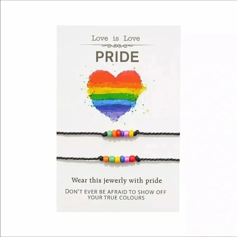 Set of 2 Friendship Partner Pride Rainbow Bracelets NEW